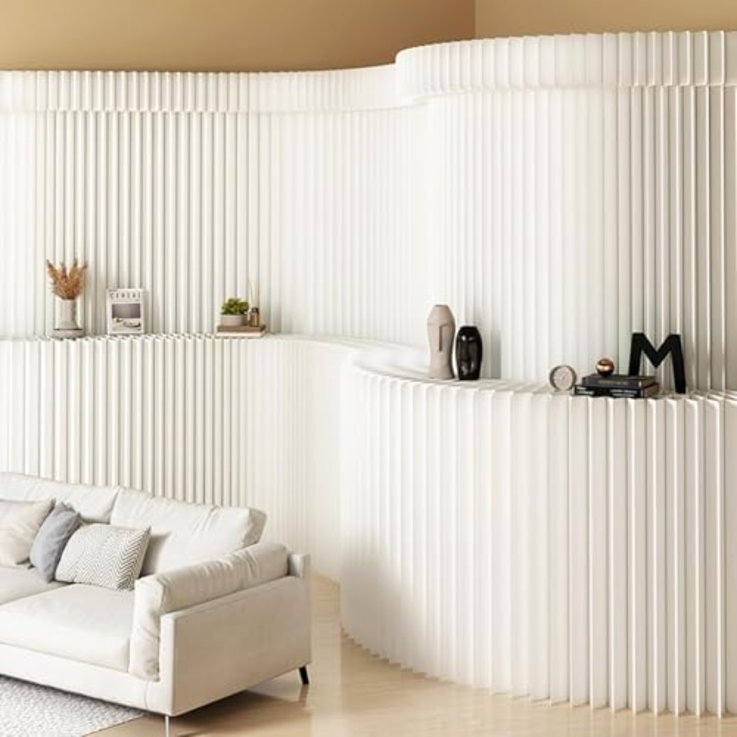 Partition Screen Divider - Divisorio in Carta con Mensole, Separatore