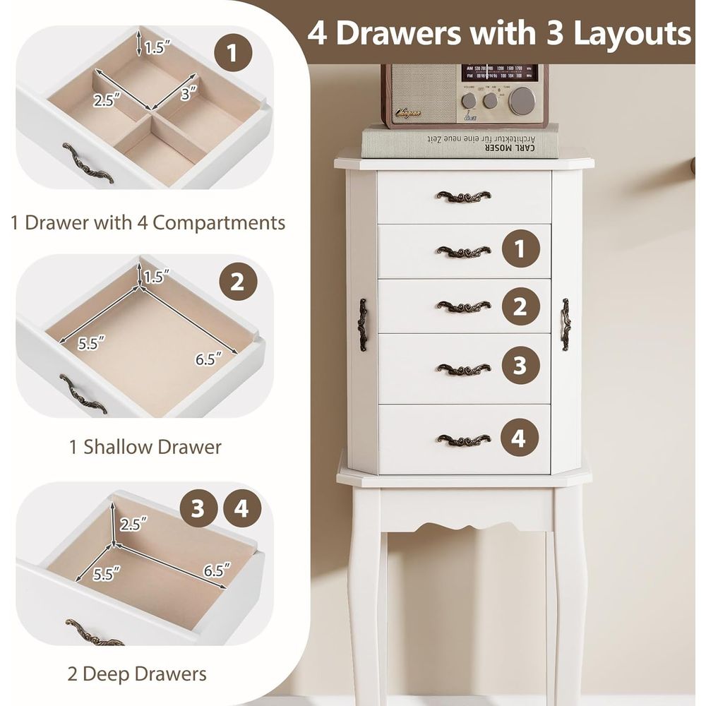 Armadio Portagioie Bianco con  - Drawer Organizer Tray recensione e prezzo